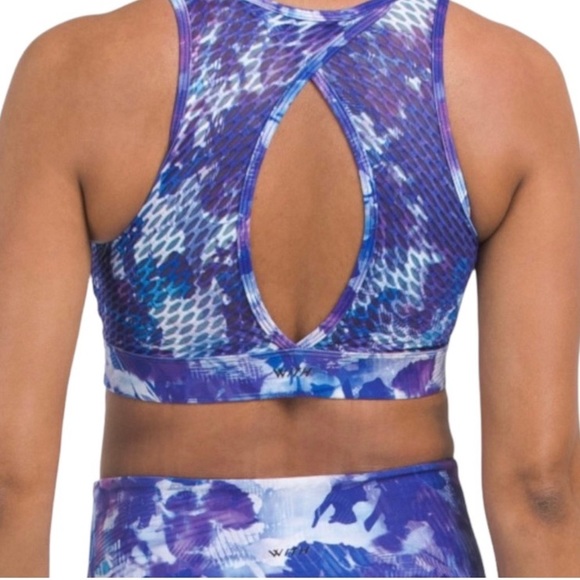 NEW Peloton x WITH Blue Moves High Neck Racerback Cutout Back Sports Bra Size S - Picture 2 of 9